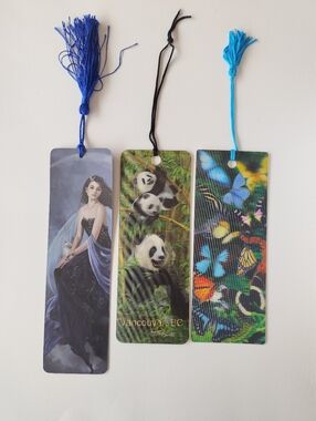 3/$25💙Set of 3 bookmarks Moon Indigo Panda and butterflies